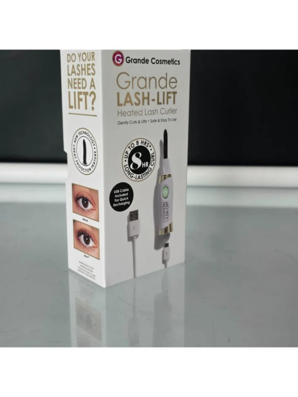Grande Cosmetics LASH-LIFT Heated Lash Curler Long Lasting W/USB Cord